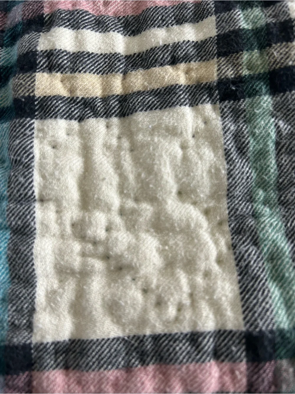 Hand stitched Blue Patchwork Baby Quilt. Size 37”x37”. Freshly laundered, ready